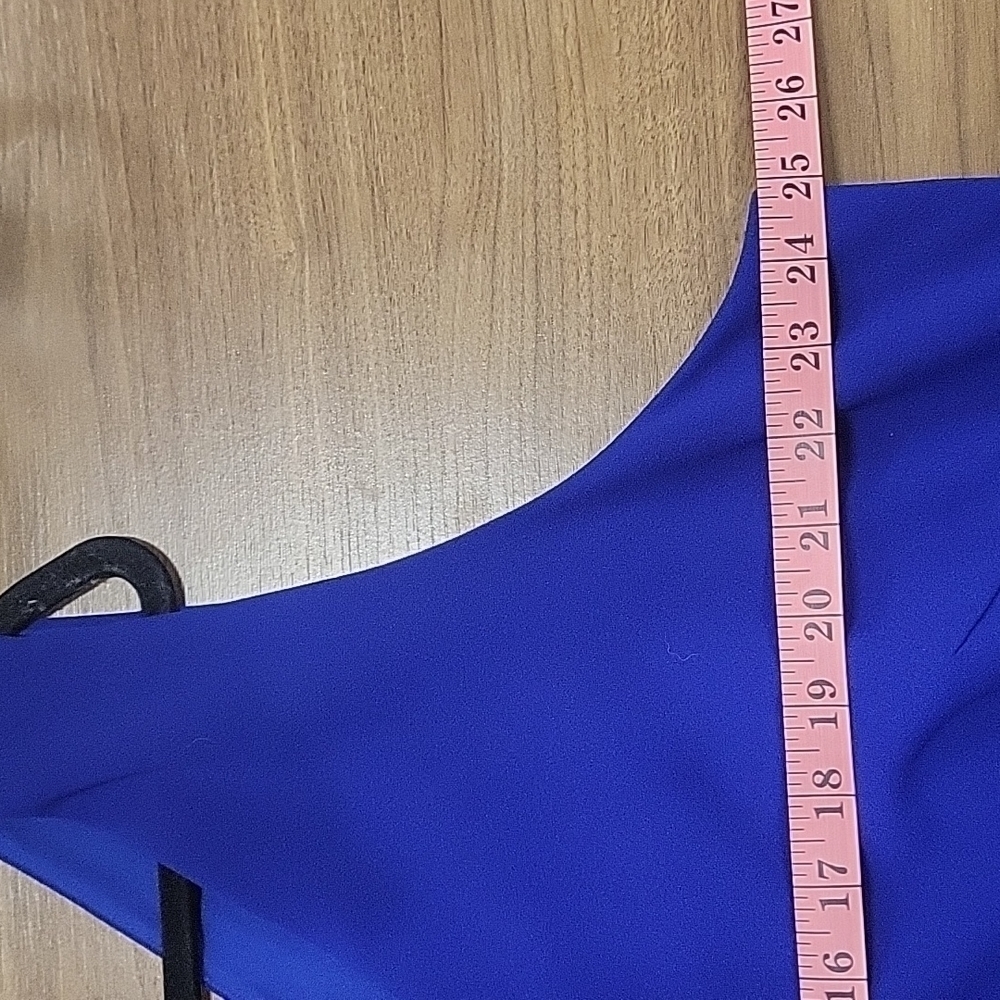 Vince Camuto Royal Blue V-Neck Ruffle-Hem Midi Dress - Picture 15 of 15